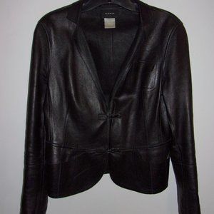 AKRIS Chocolate Brown Leather Buckle Jacket